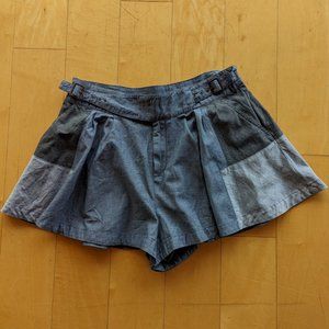 Free People pleated skort in mixed shades of blue chambray